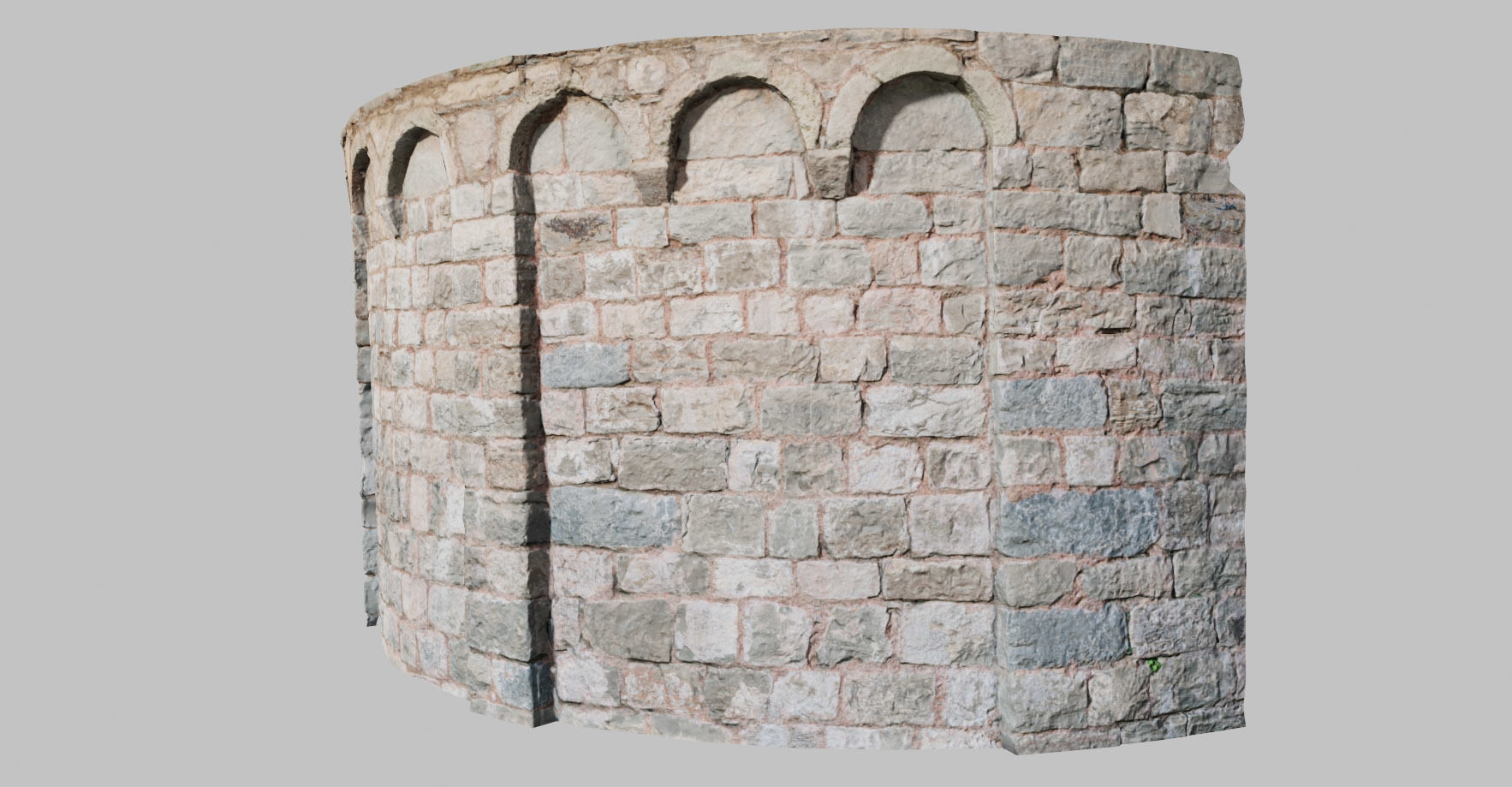 Monastery Wall Round Photoscan PBR Low-poly 3D model_7