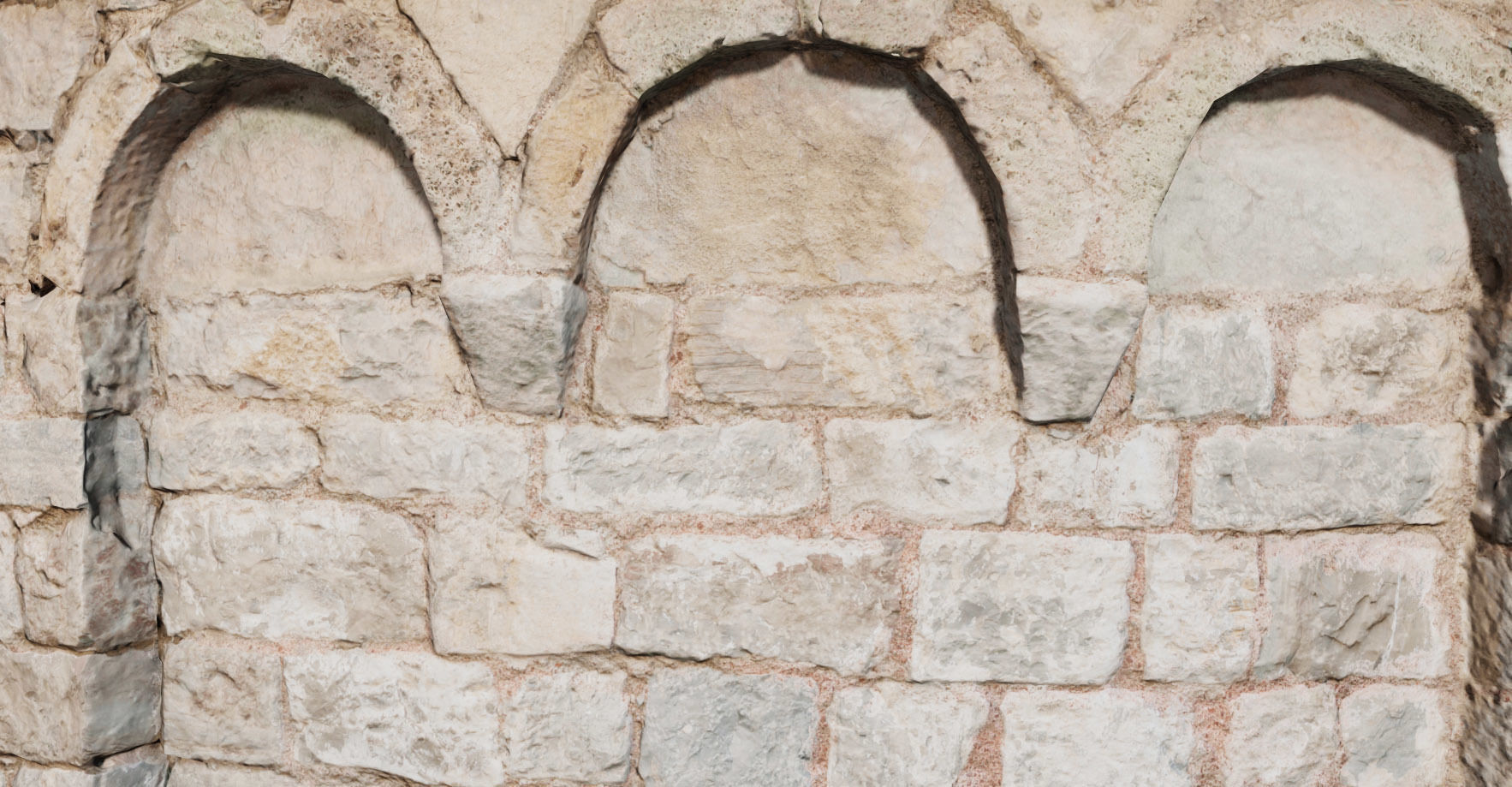 Monastery Wall Round Photoscan PBR Low-poly 3D model_1