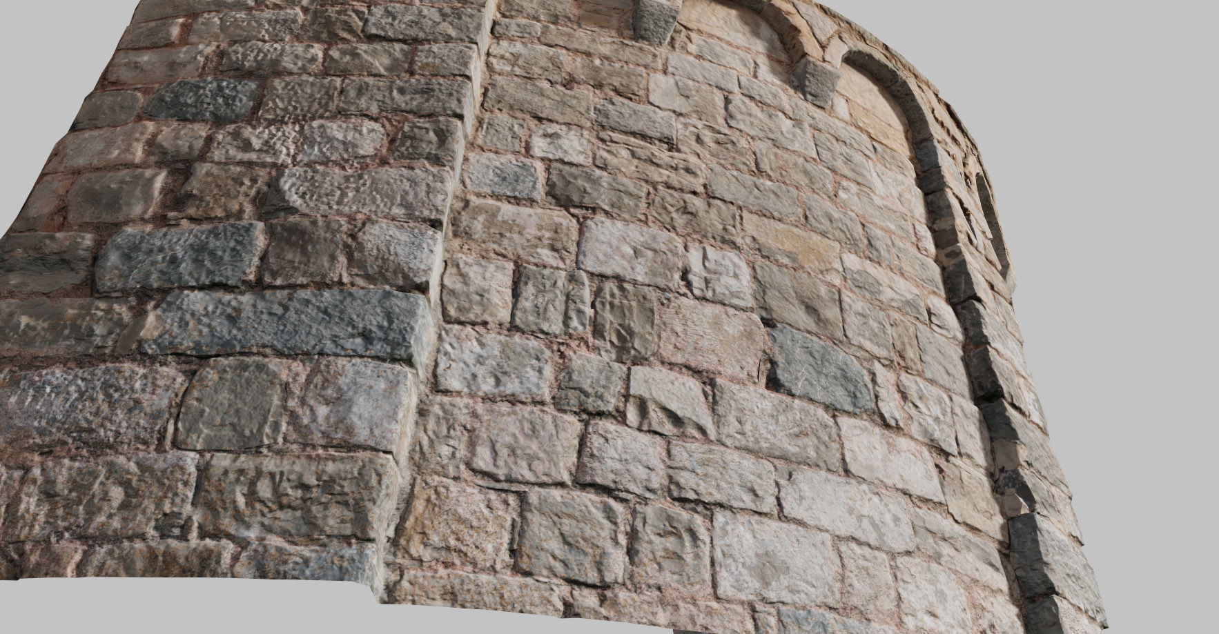 Monastery Wall Round Photoscan PBR Low-poly 3D model_12