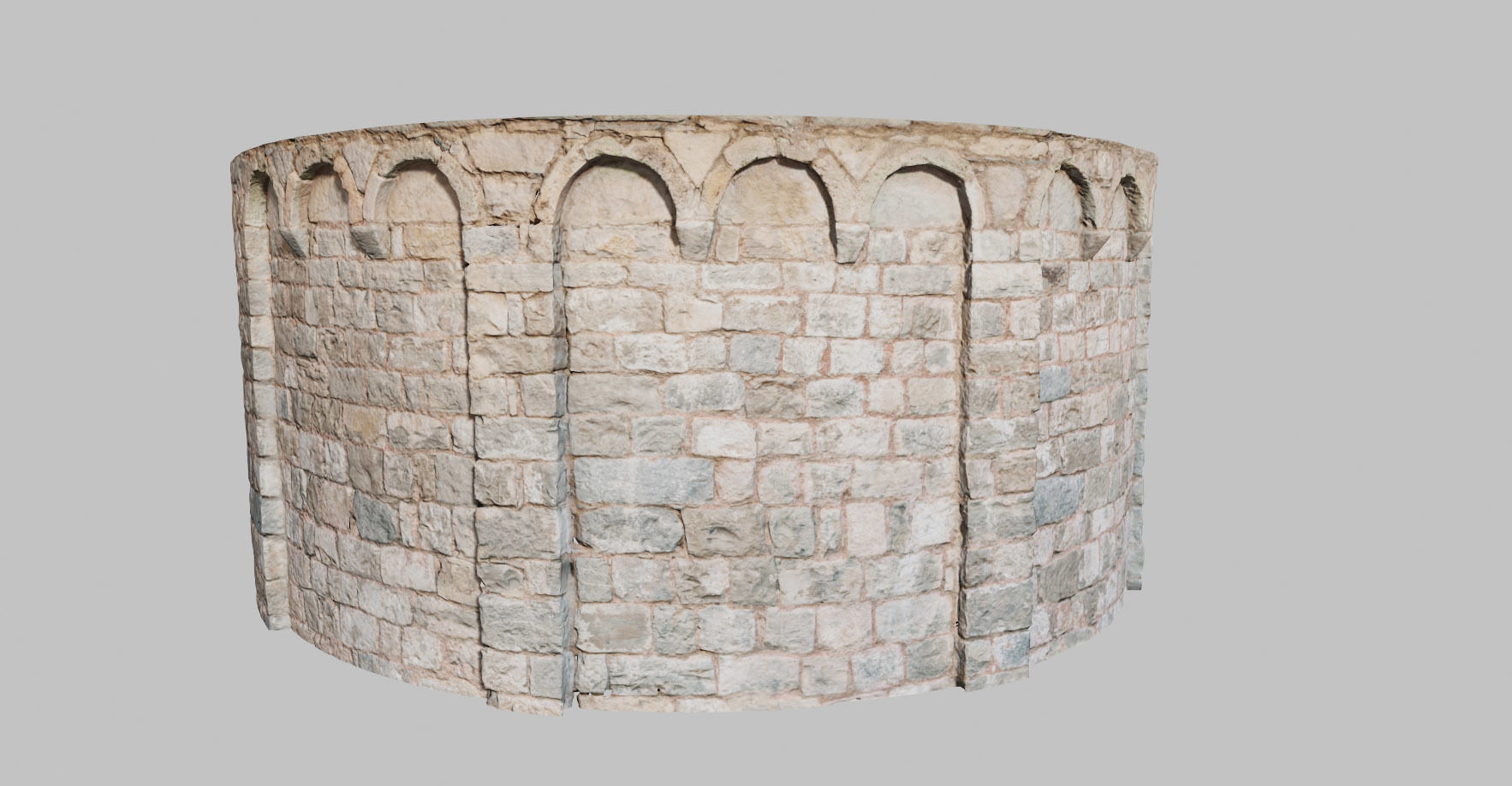 Monastery Wall Round Photoscan PBR Low-poly 3D model_9