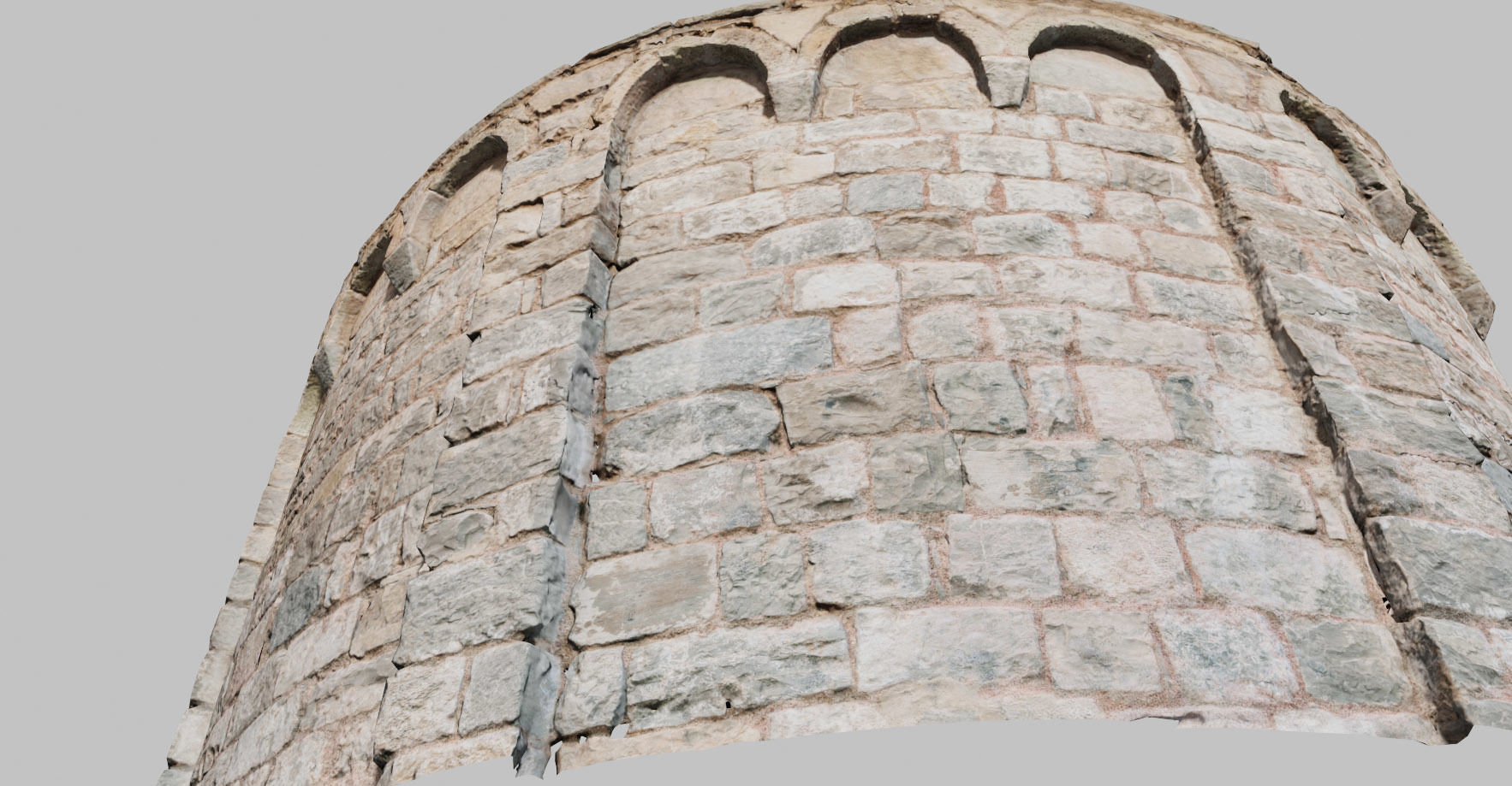Monastery Wall Round Photoscan PBR Low-poly 3D model_13