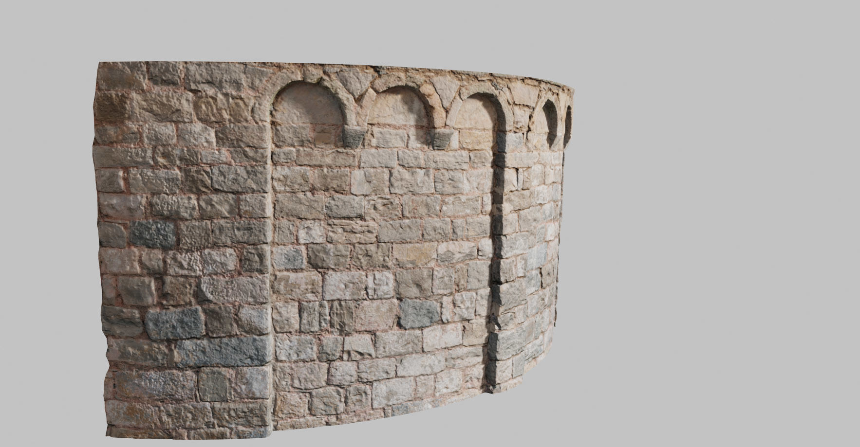 Monastery Wall Round Photoscan PBR Low-poly 3D model_11