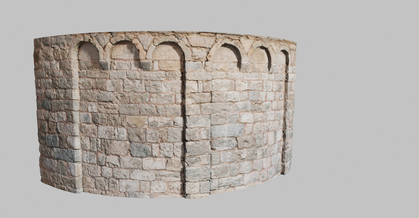 Monastery Wall Round Photoscan PBR Low-poly 3D model_10