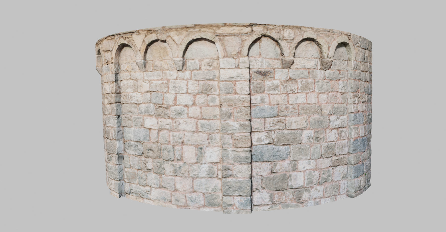 Monastery Wall Round Photoscan PBR Low-poly 3D model_8