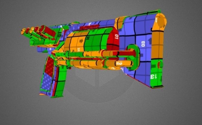 Steampunk Pistol PBR game ready Free low-poly 3D model_9