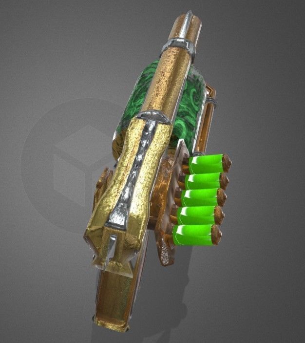 Steampunk Pistol PBR game ready Free low-poly 3D model_3