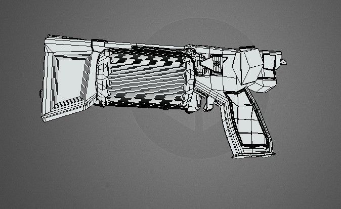 Steampunk Pistol PBR game ready Free low-poly 3D model_7