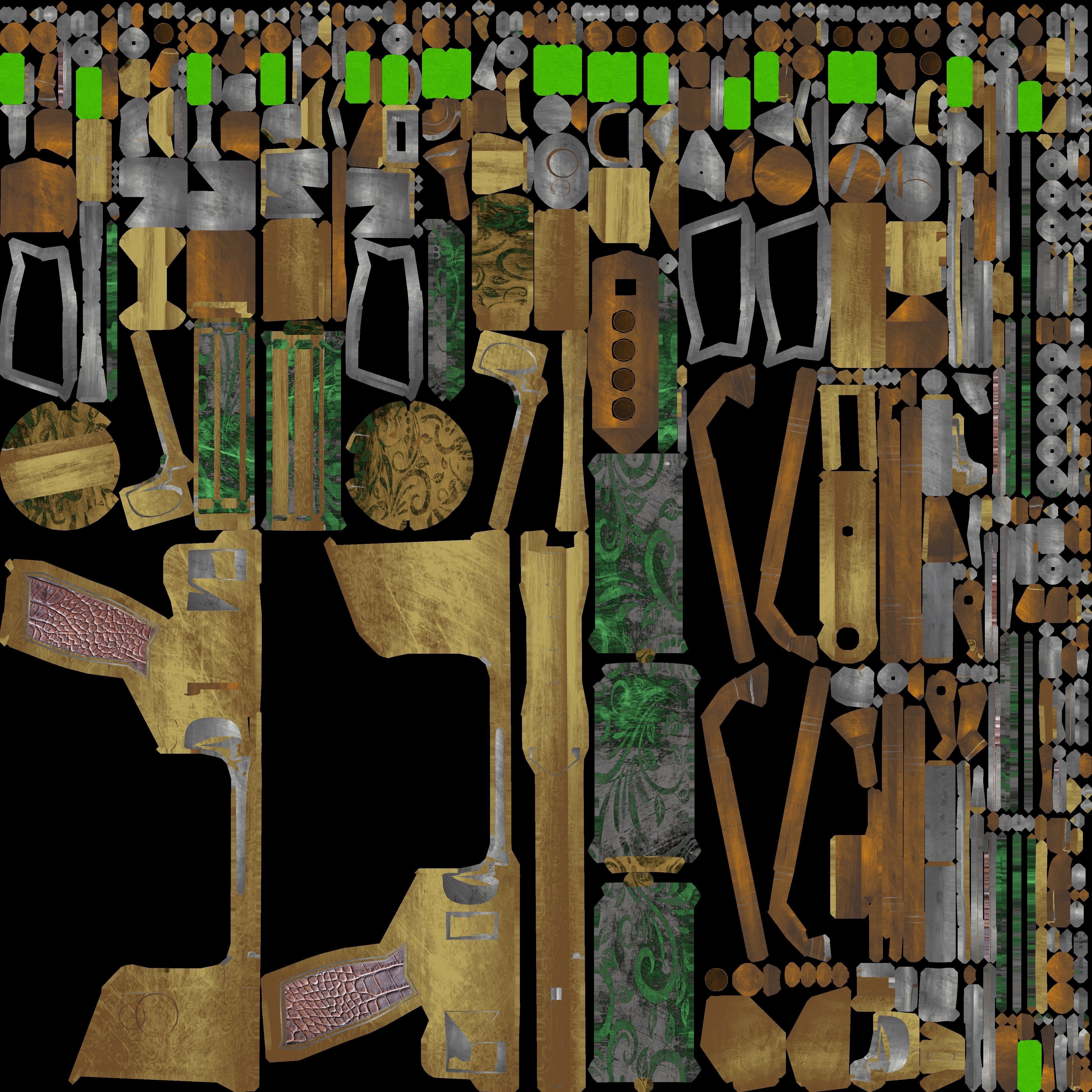 Steampunk Pistol PBR game ready Free low-poly 3D model_11