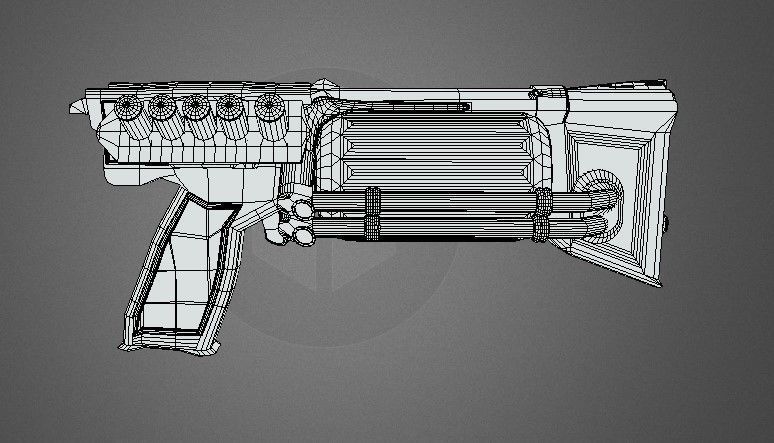 Steampunk Pistol PBR game ready Free low-poly 3D model_5