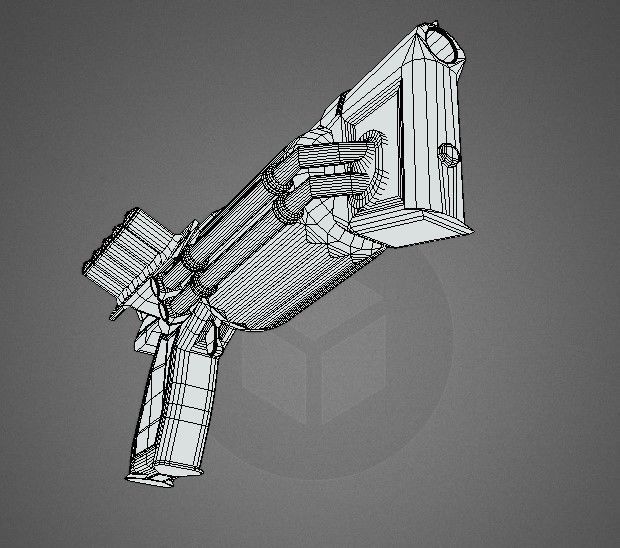 Steampunk Pistol PBR game ready Free low-poly 3D model_6