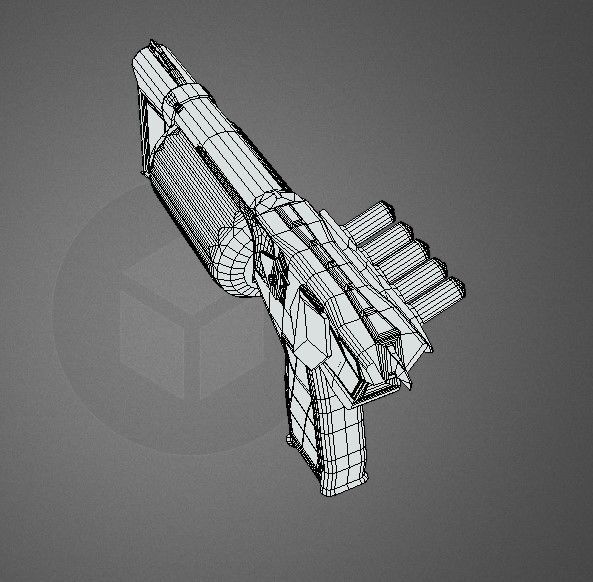 Steampunk Pistol PBR game ready Free low-poly 3D model_8