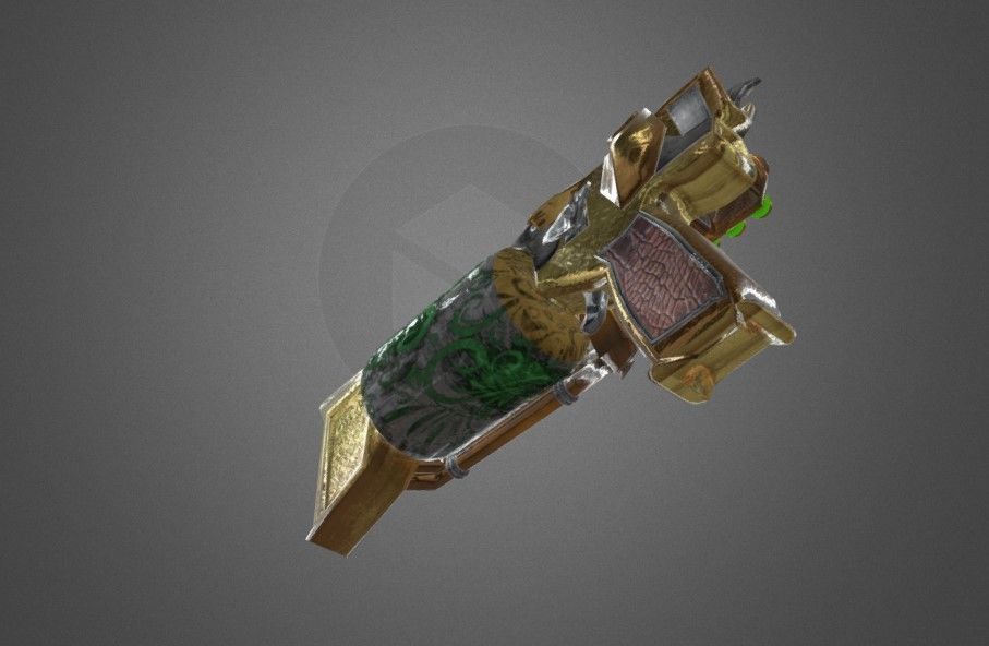 Steampunk Pistol PBR game ready Free low-poly 3D model_4