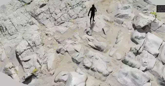 River Cliff Rocks Scan PBR Low-poly 3D model