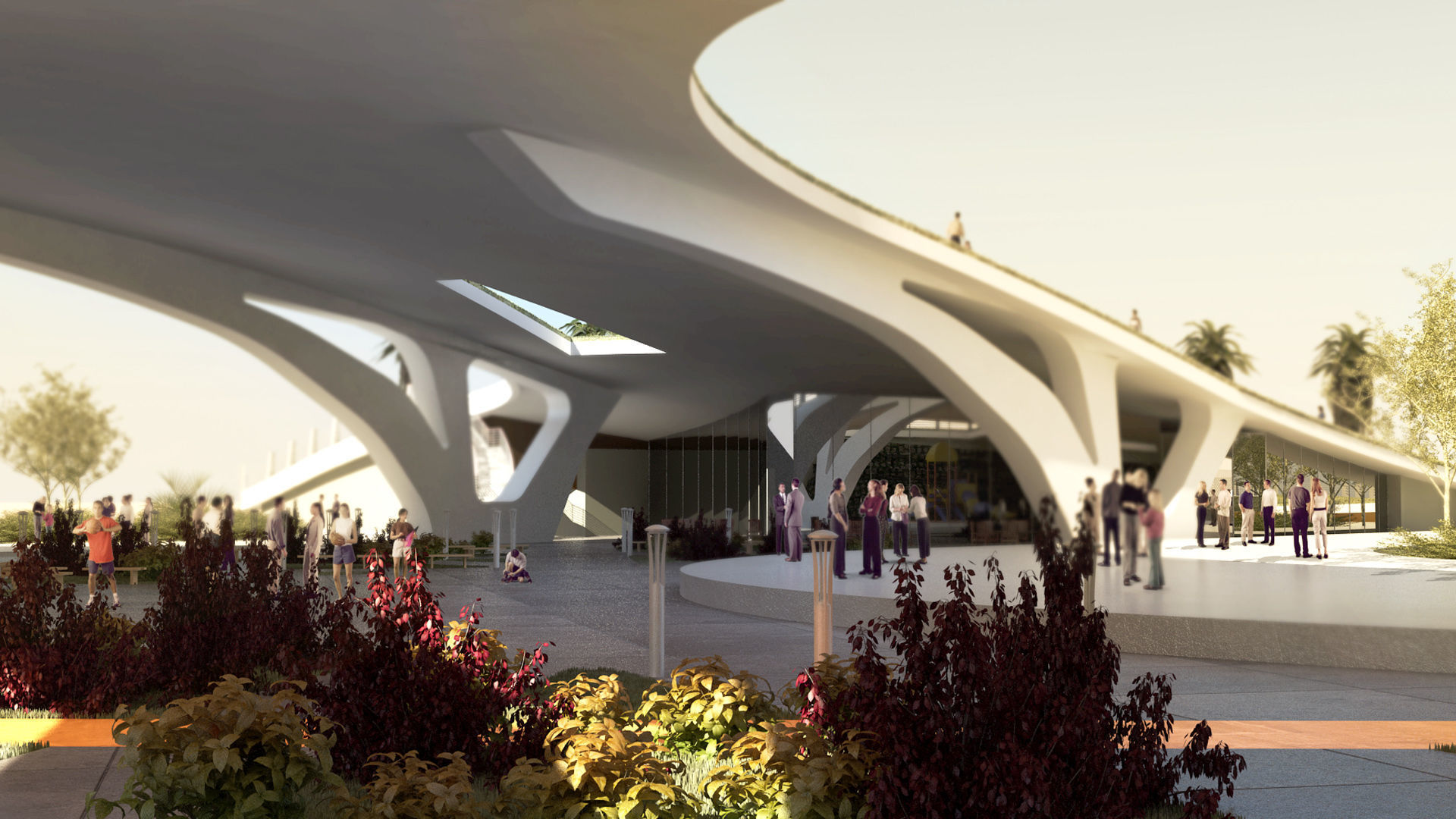 Organic architecture park contemporary landscape with 3d grass 3D model ...