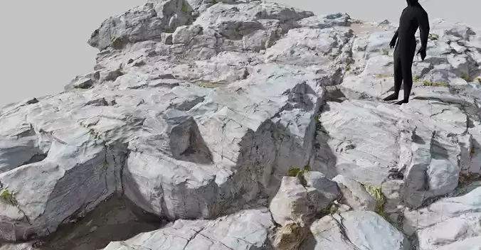 River Cliff Rocks Scan PBR Low-poly 3D model