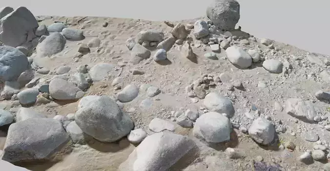 River Stone Pebbles Sand Rocks Scan PBR Low-poly 3D model