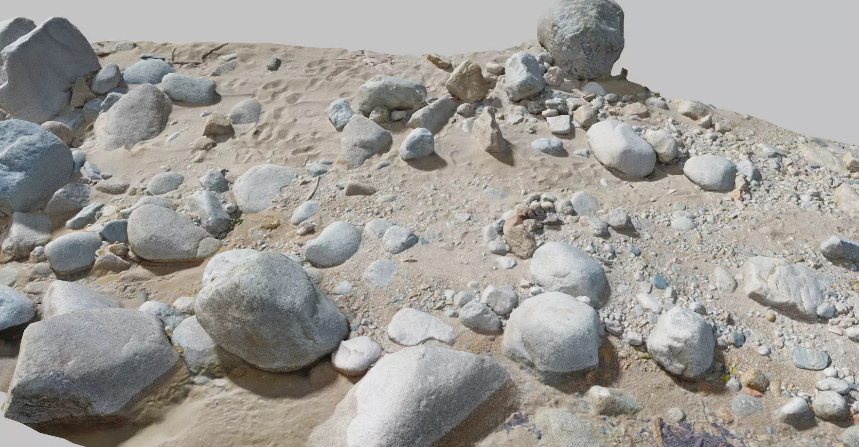 River Stone Pebbles Sand Rocks Scan PBR Low-poly 3D model_0