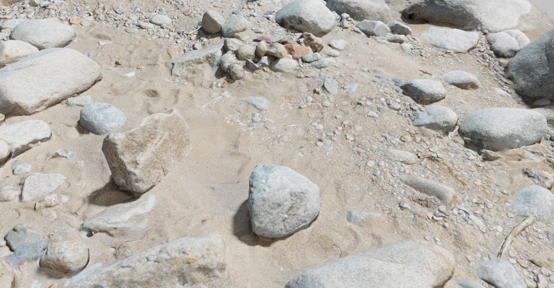 River Stone Pebbles Sand Rocks Scan PBR Low-poly 3D model_2