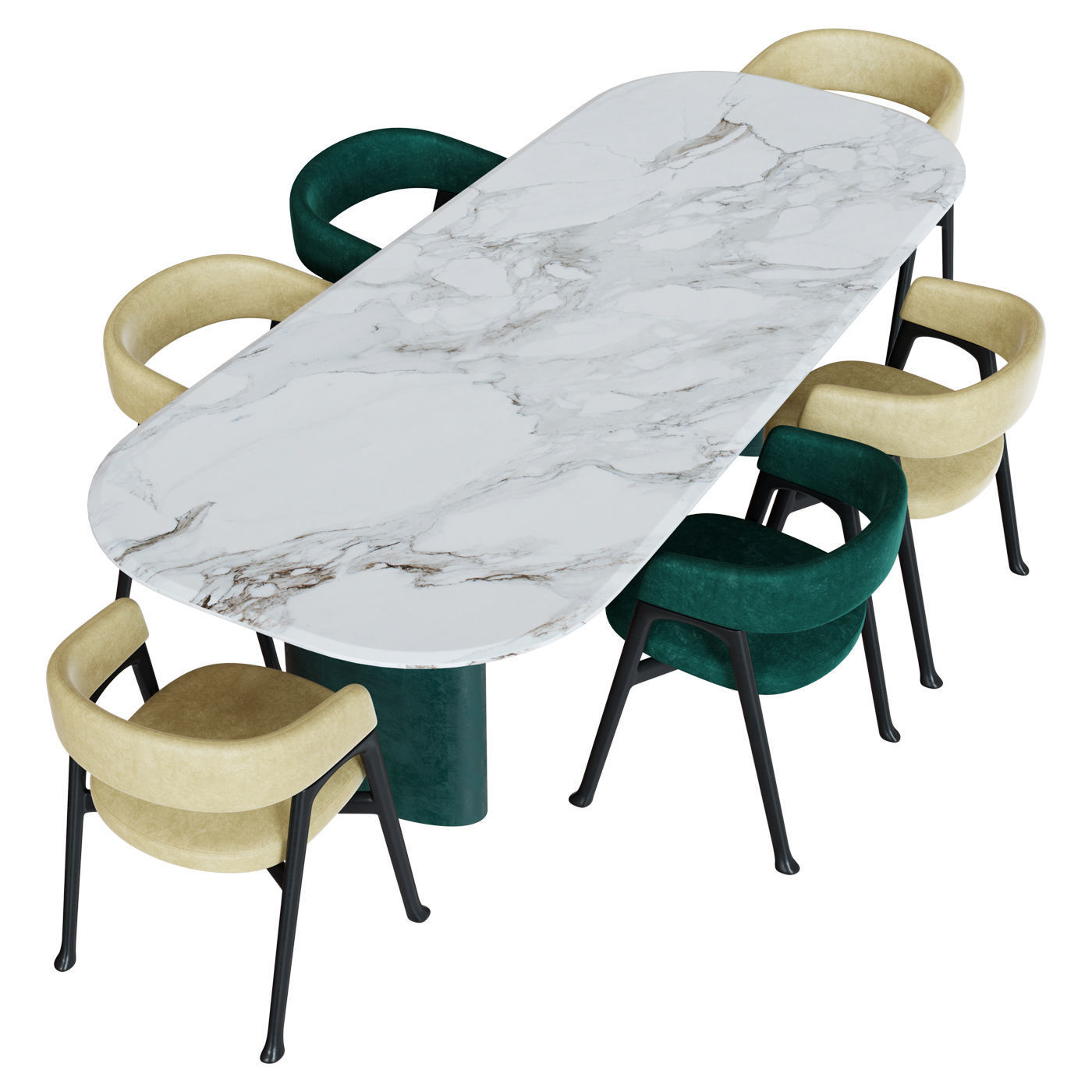 Baxter Corinne chair and Baxter Ellipse table 3D model_1