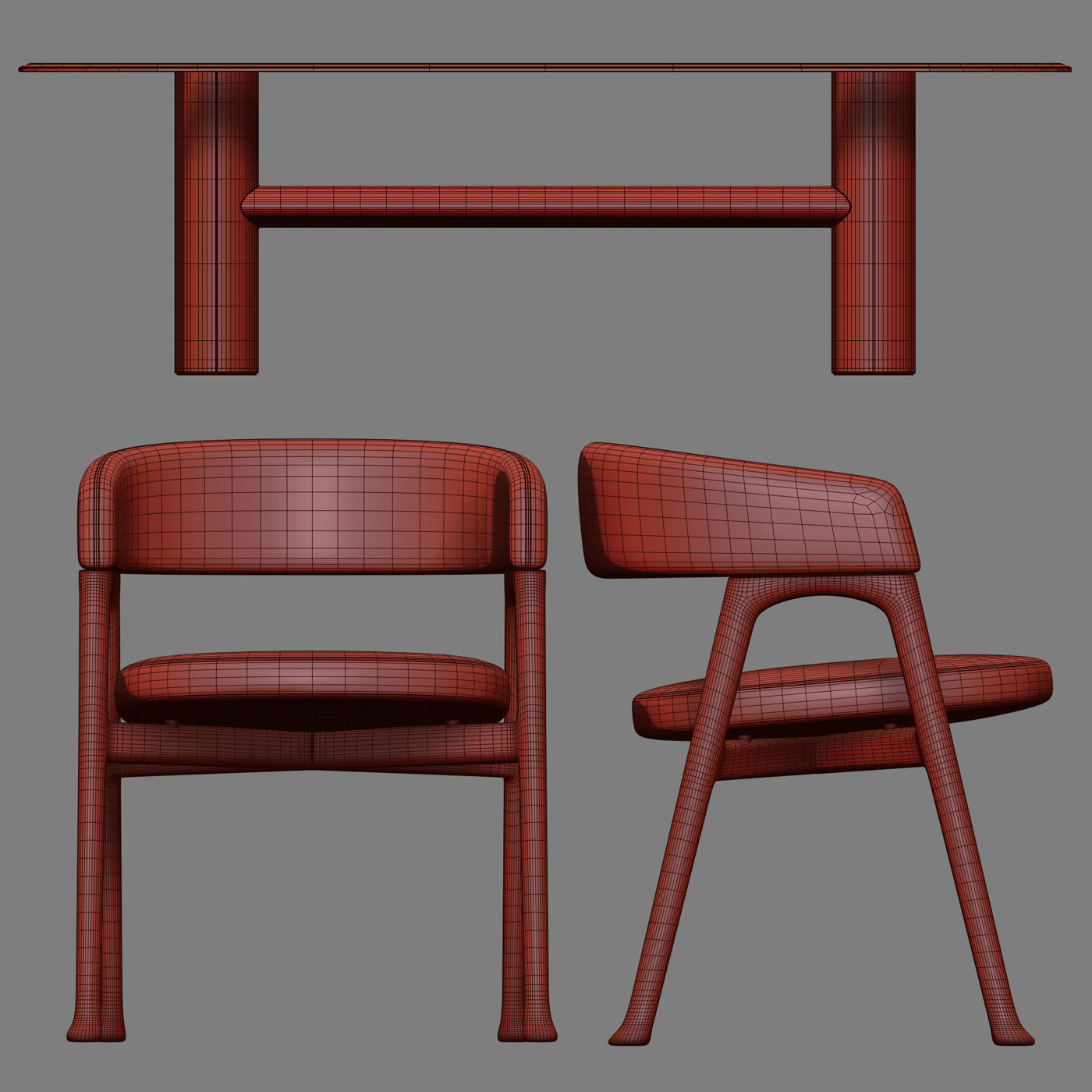 Baxter Corinne chair and Baxter Ellipse table 3D model_6