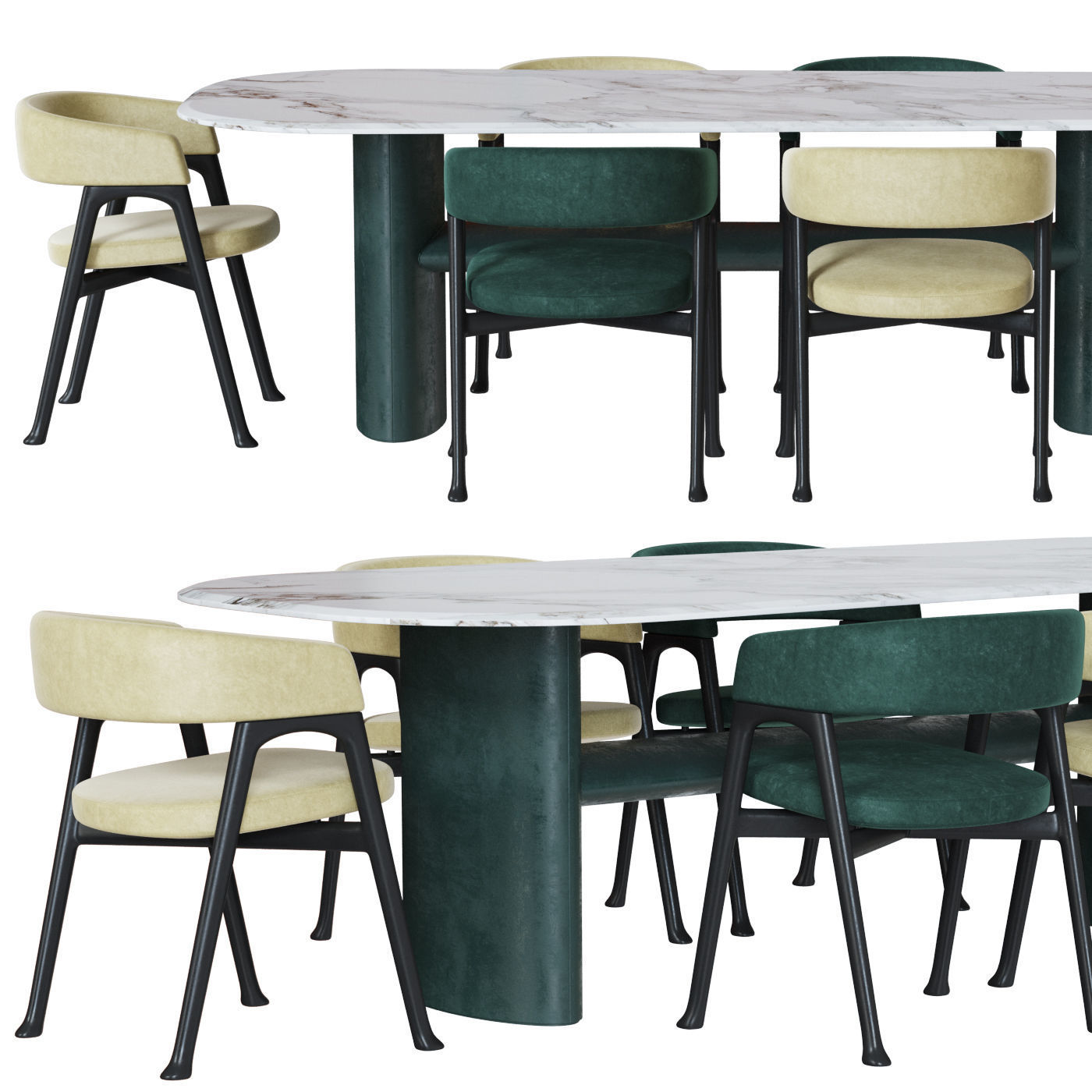 Baxter Corinne chair and Baxter Ellipse table 3D model_5