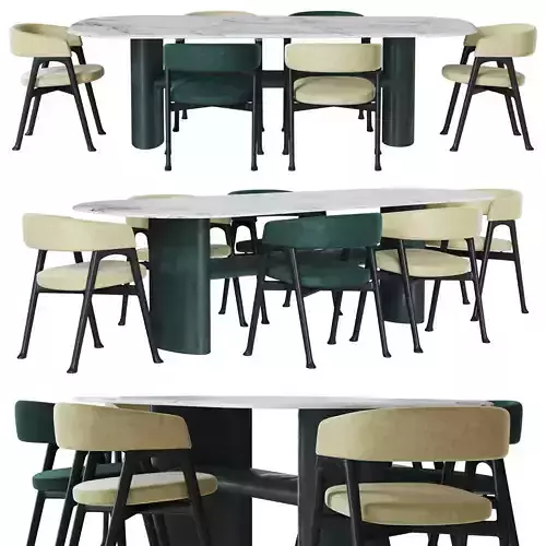 Baxter Corinne chair and Baxter Ellipse table