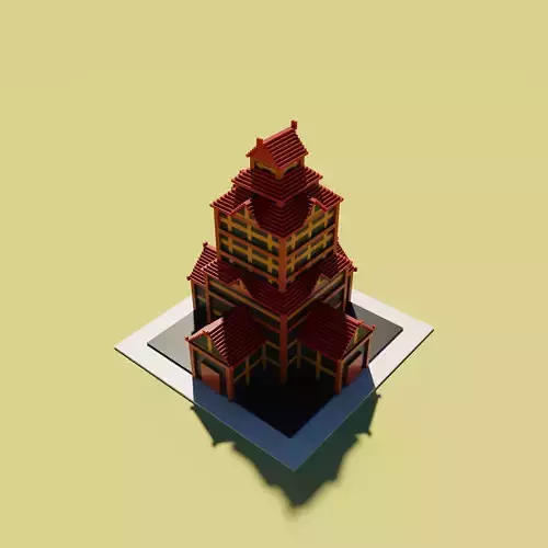 3d voxel low-poly house