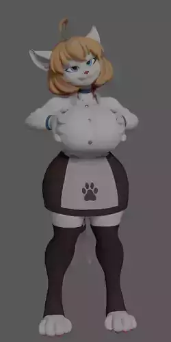 Kurimi female cat Low-poly 3D model