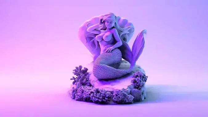 Ariel 3D print model mermaid statue