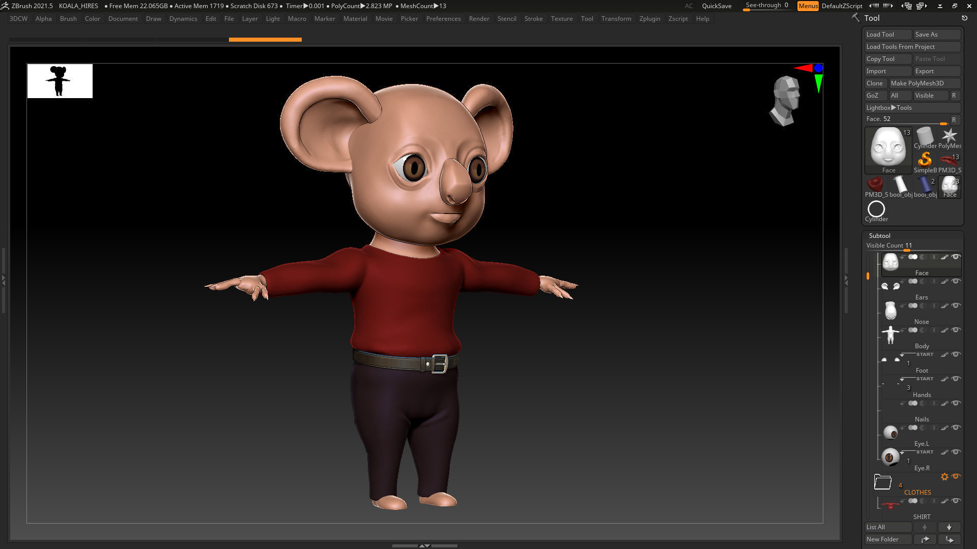 Koala Basemesh - Created in ZBrush 2021 3D model_1