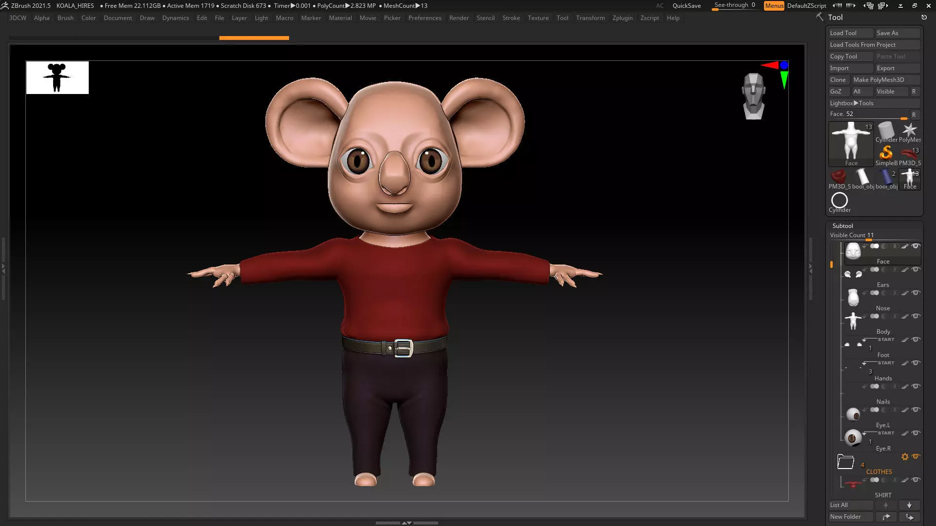 Koala Basemesh - Created in ZBrush 2021 3D model_0
