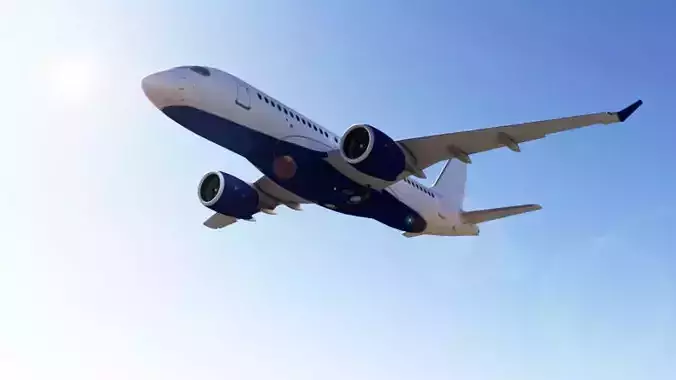 Airplane flies in sky Low-poly 3D model