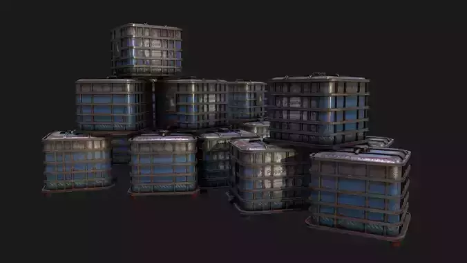 Industrial Reinforced Containers Free low-poly 3D model
