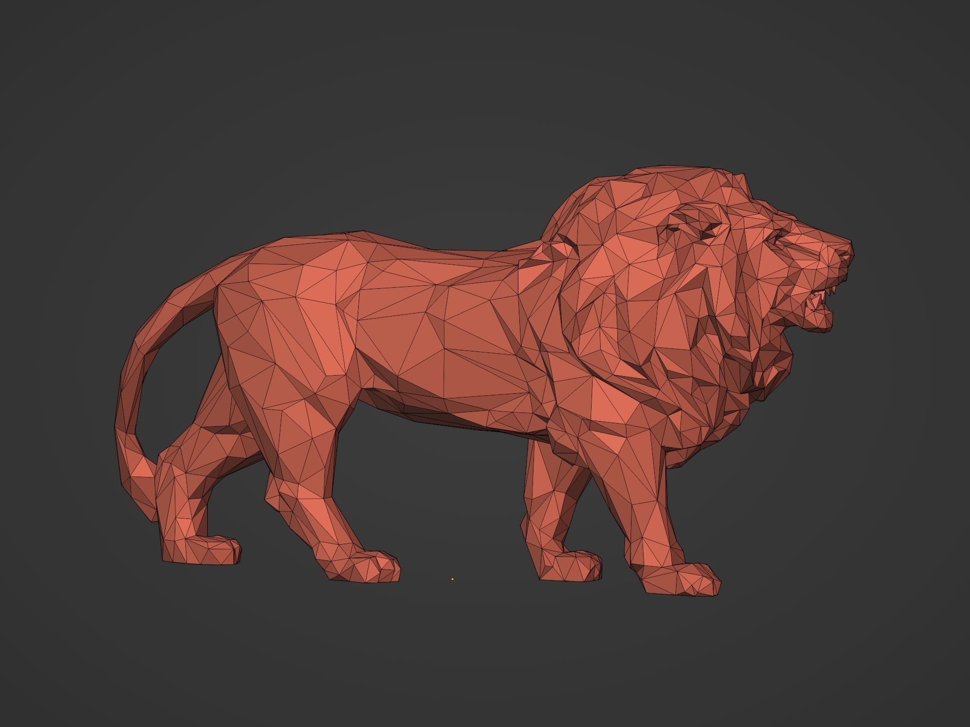 LowPoly Lion Figurine Ready for 3D Printing  3D print model_4