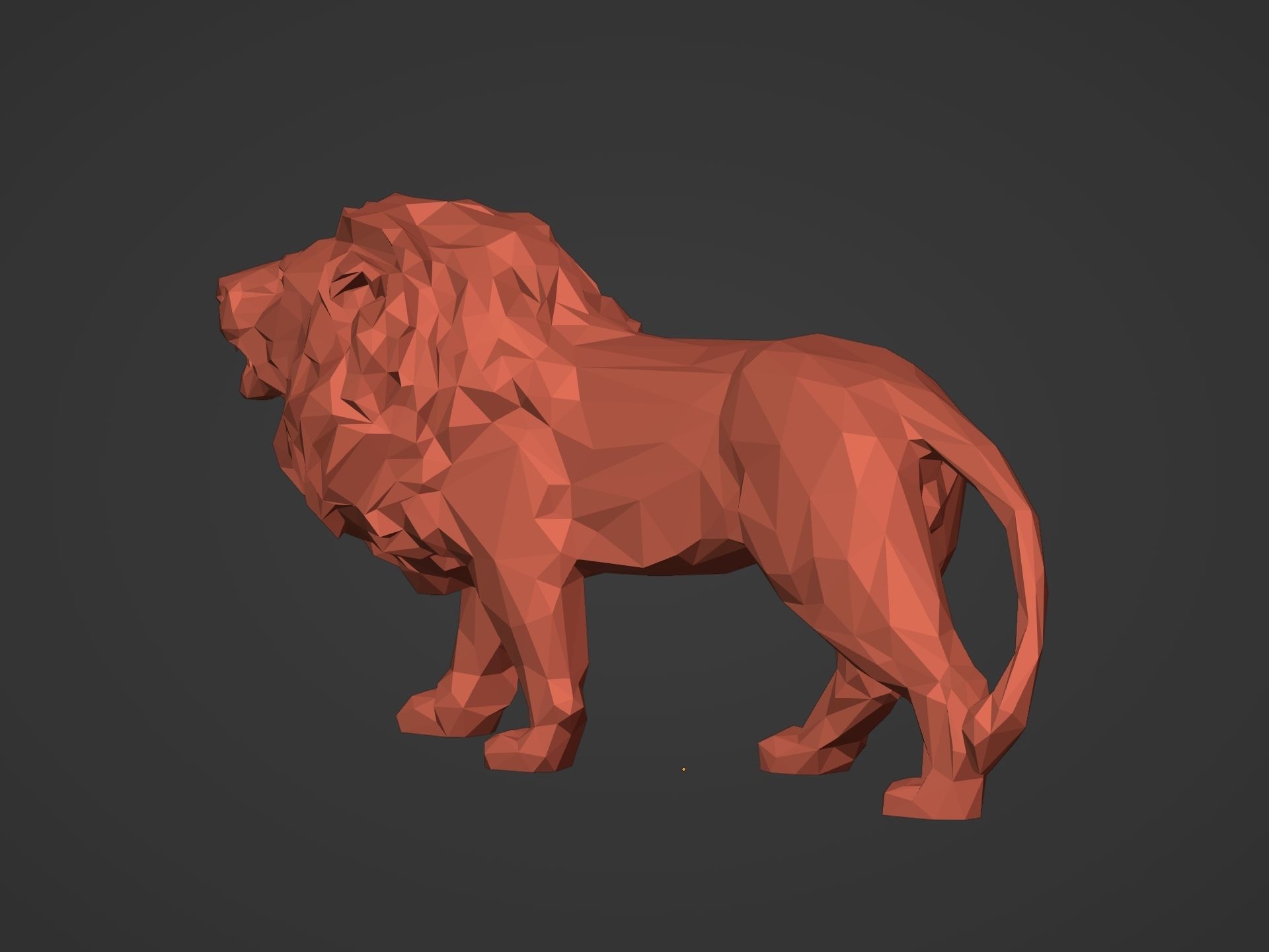 LowPoly Lion Figurine Ready for 3D Printing  3D print model_9