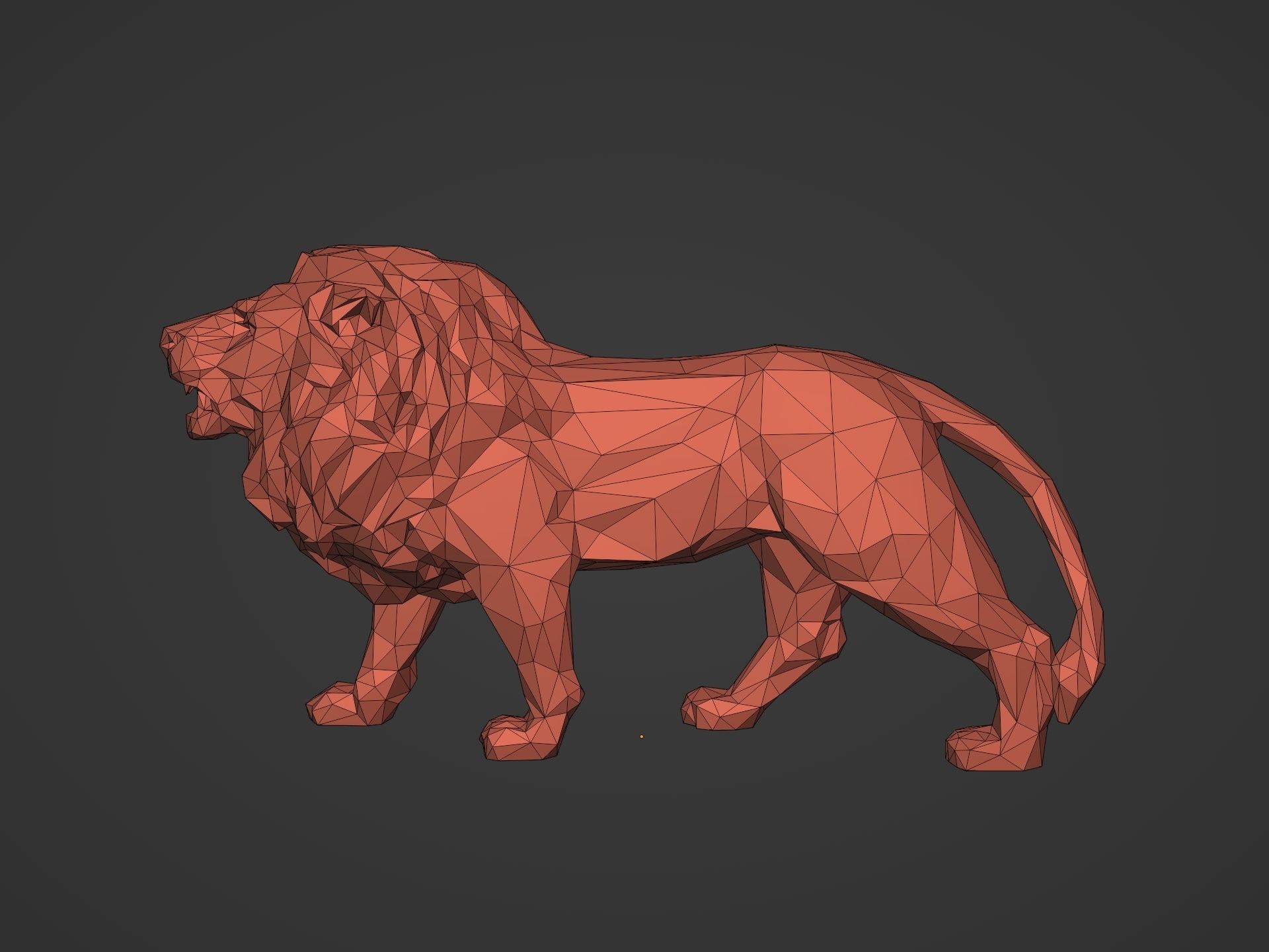 LowPoly Lion Figurine Ready for 3D Printing  3D print model_1