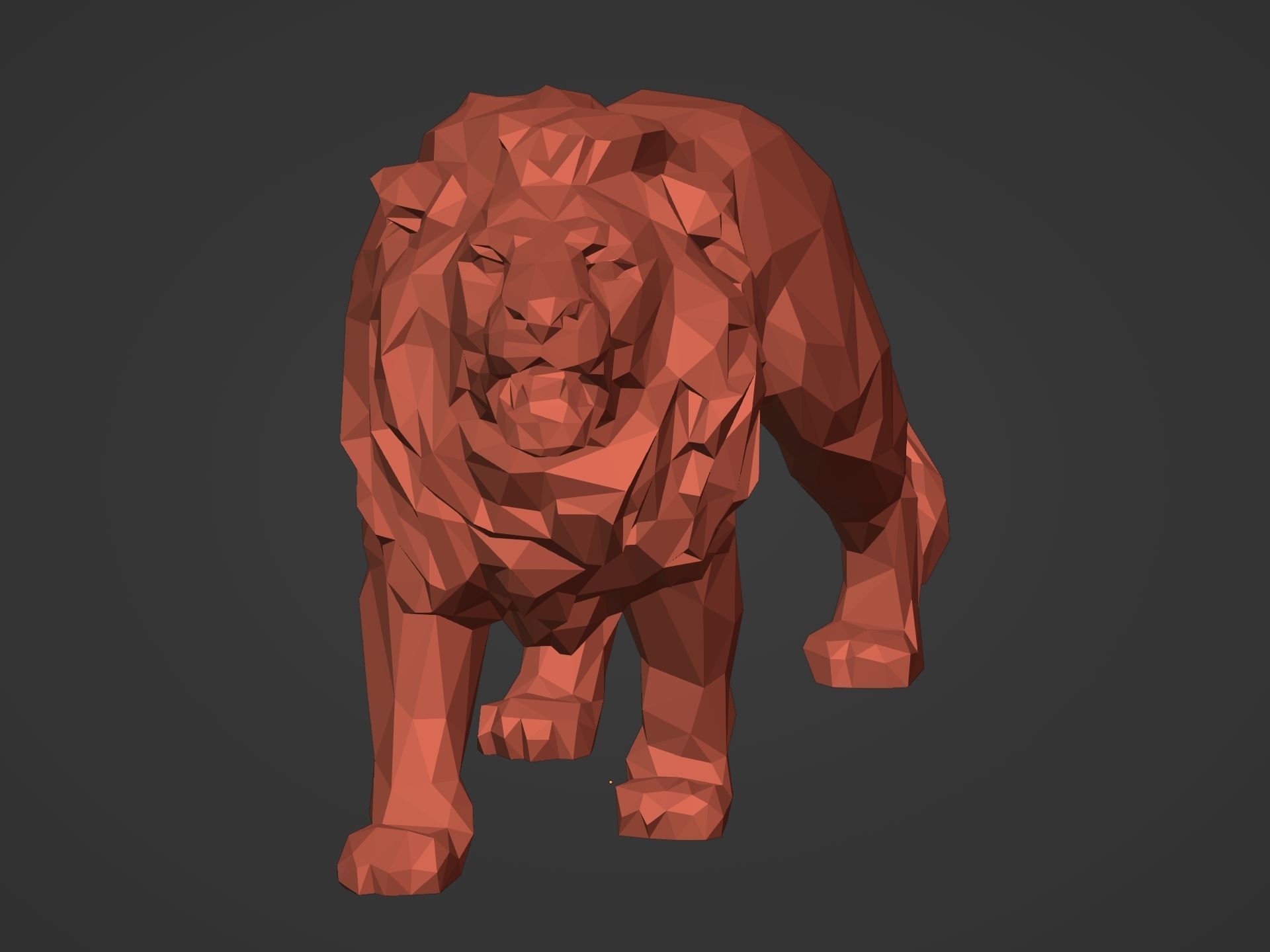 LowPoly Lion Figurine Ready for 3D Printing  3D print model_7