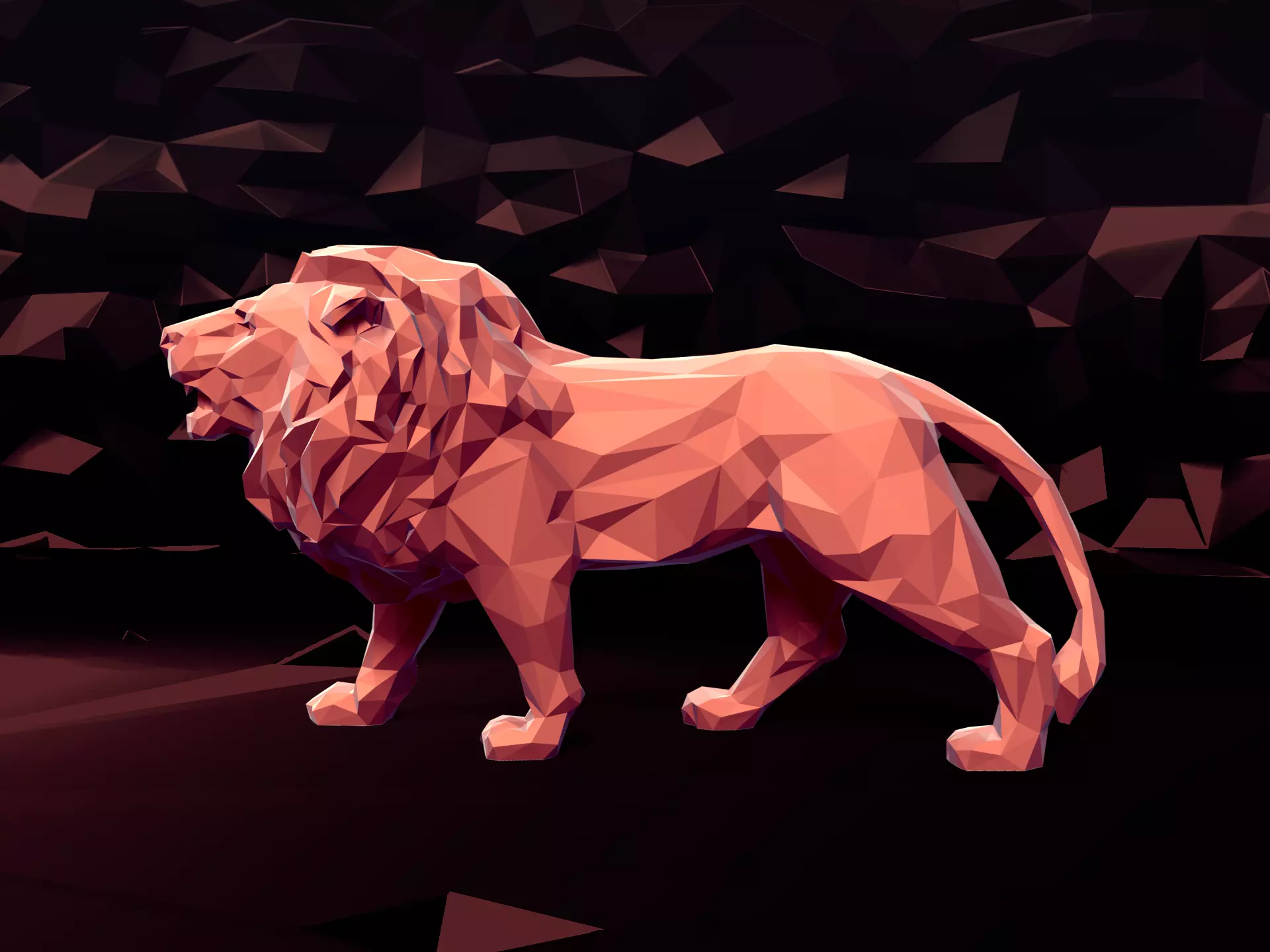LowPoly Lion Figurine Ready for 3D Printing  3D print model_0