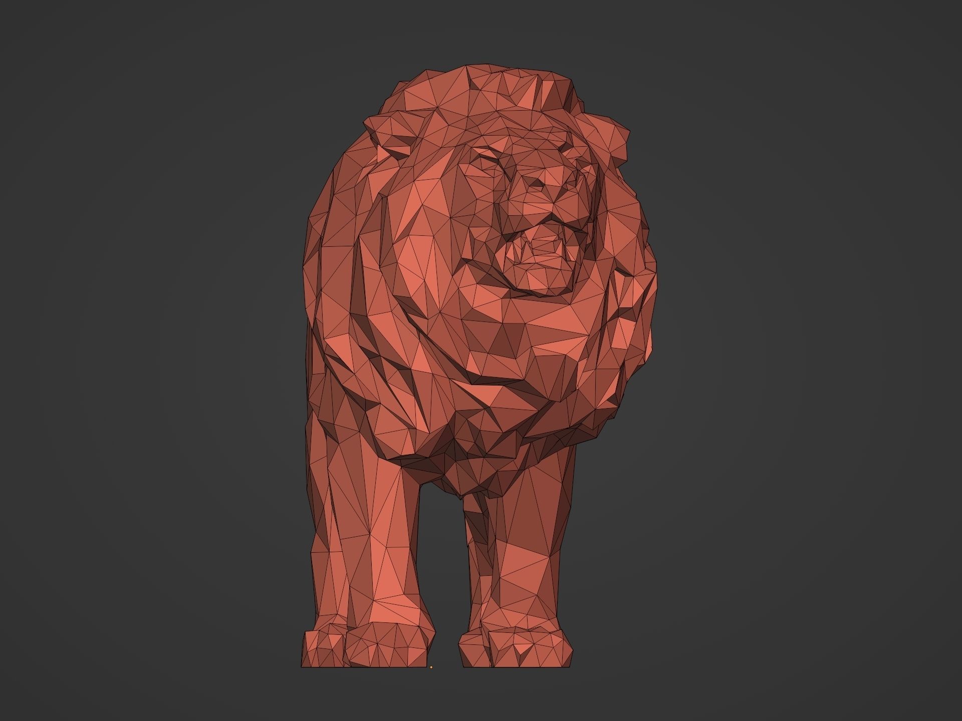 LowPoly Lion Figurine Ready for 3D Printing  3D print model_6
