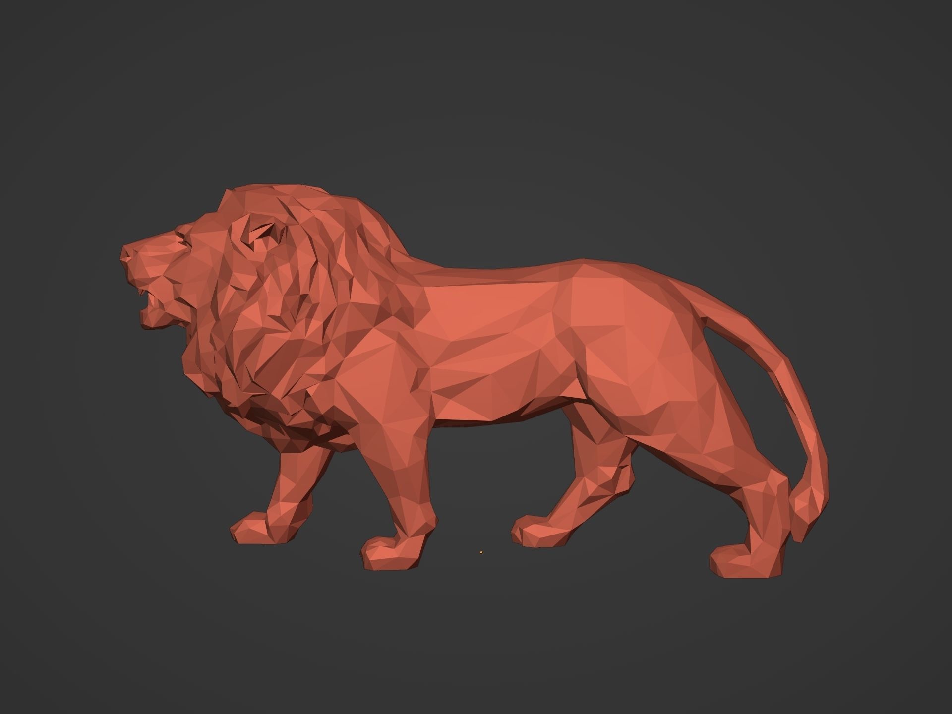 LowPoly Lion Figurine Ready for 3D Printing  3D print model_2