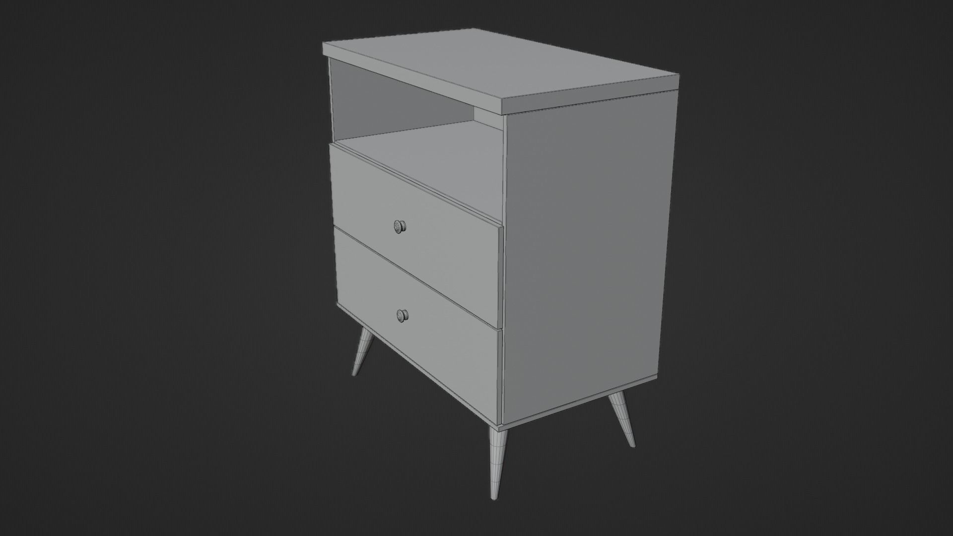 Bedside Table Retro Status 2 Drawers 3D model_1