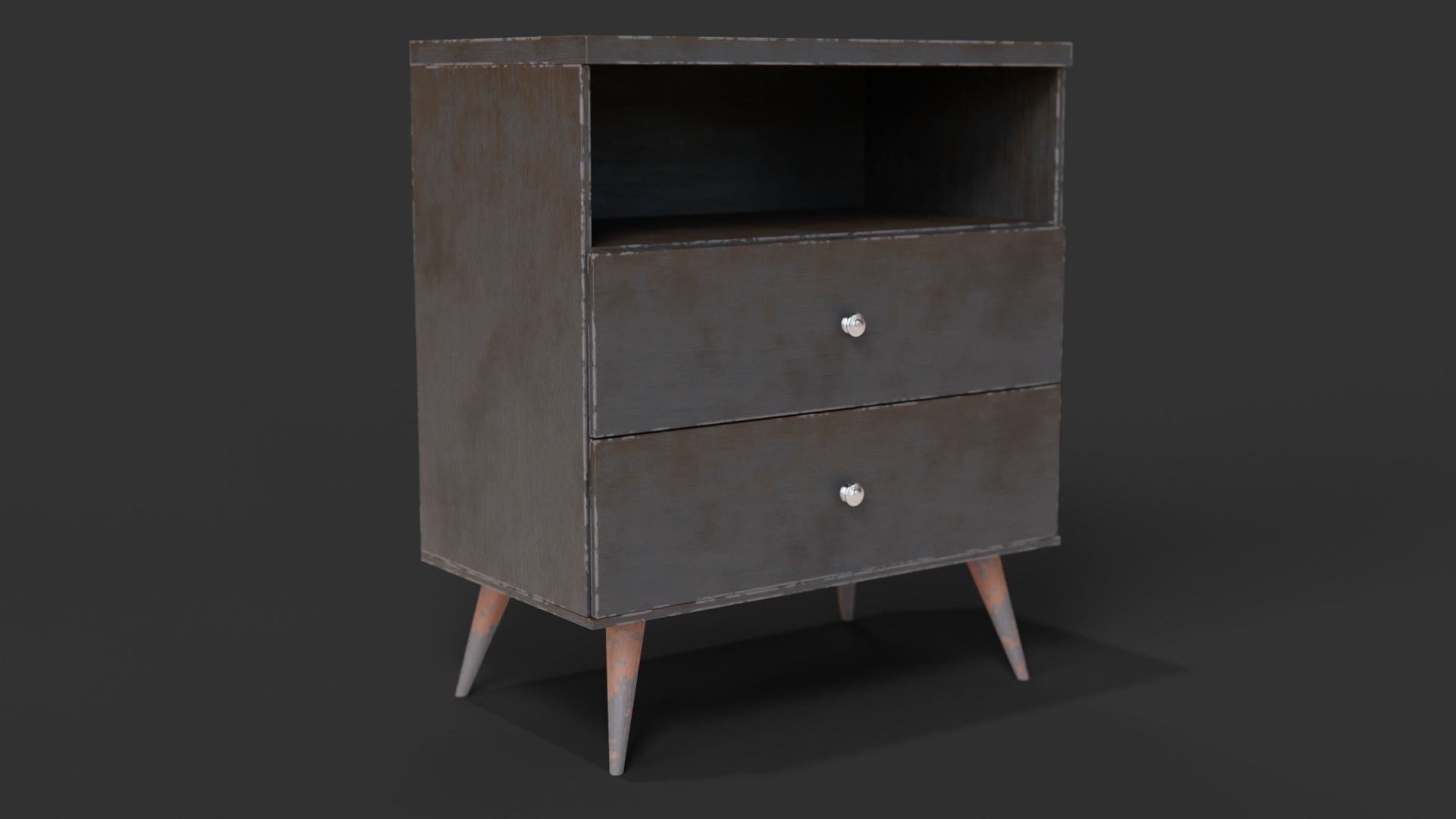 Bedside Table Retro Status 2 Drawers 3D model_2