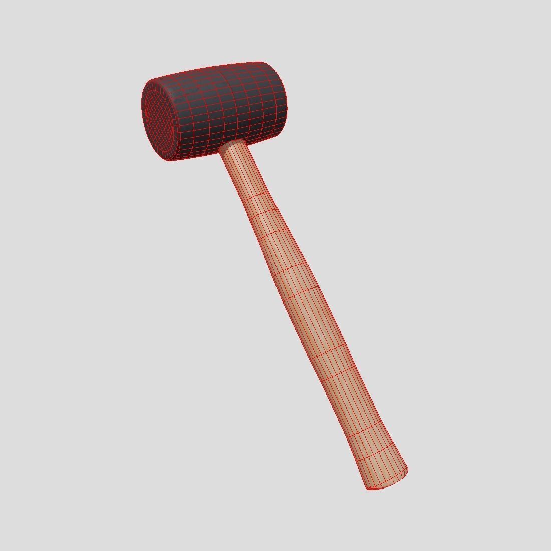 Rubber Hammer Low-poly 3D model_2