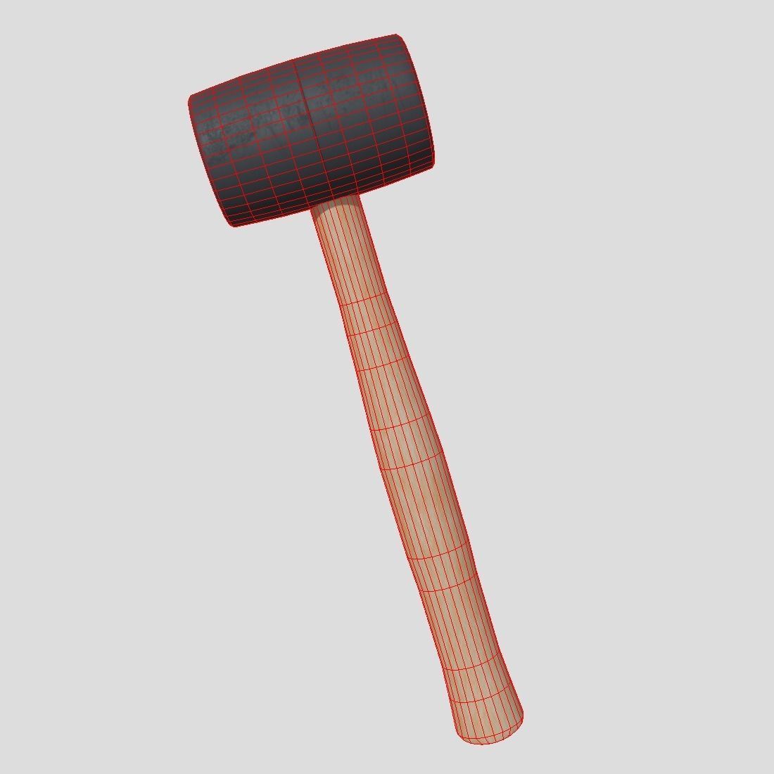Rubber Hammer Low-poly 3D model_4