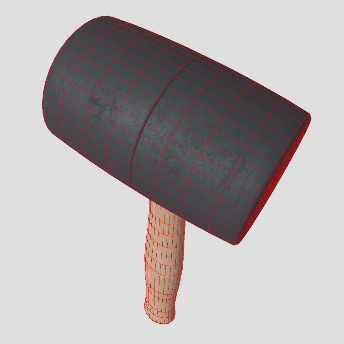 Rubber Hammer Low-poly 3D model_8