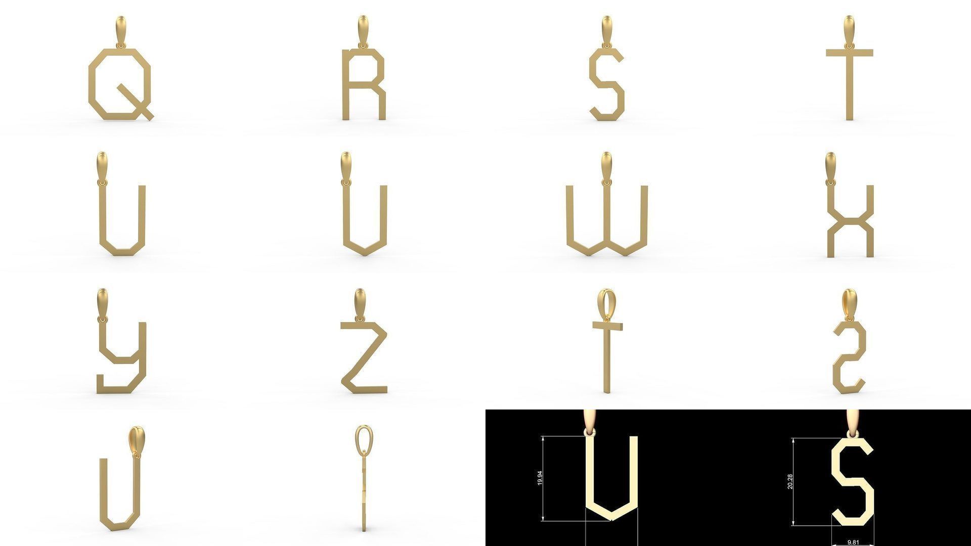 Initial Letters Pendant Alphabets WARINGTONSDEMO 3D Model Collection_1