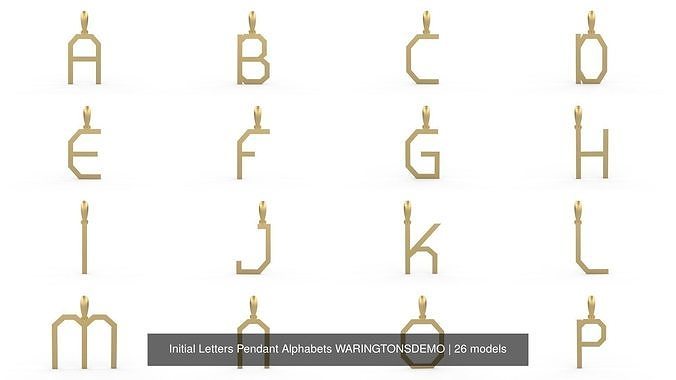 Initial Letters Pendant Alphabets WARINGTONSDEMO 3D Model Collection