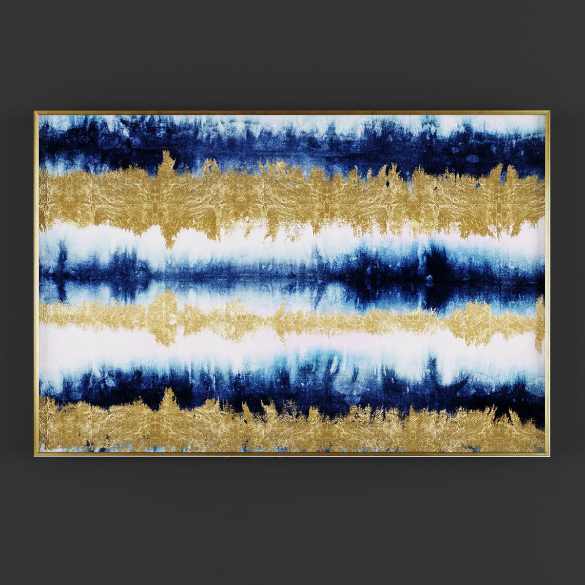 Pictures258 gold striped wall art Low-poly 3D model_2