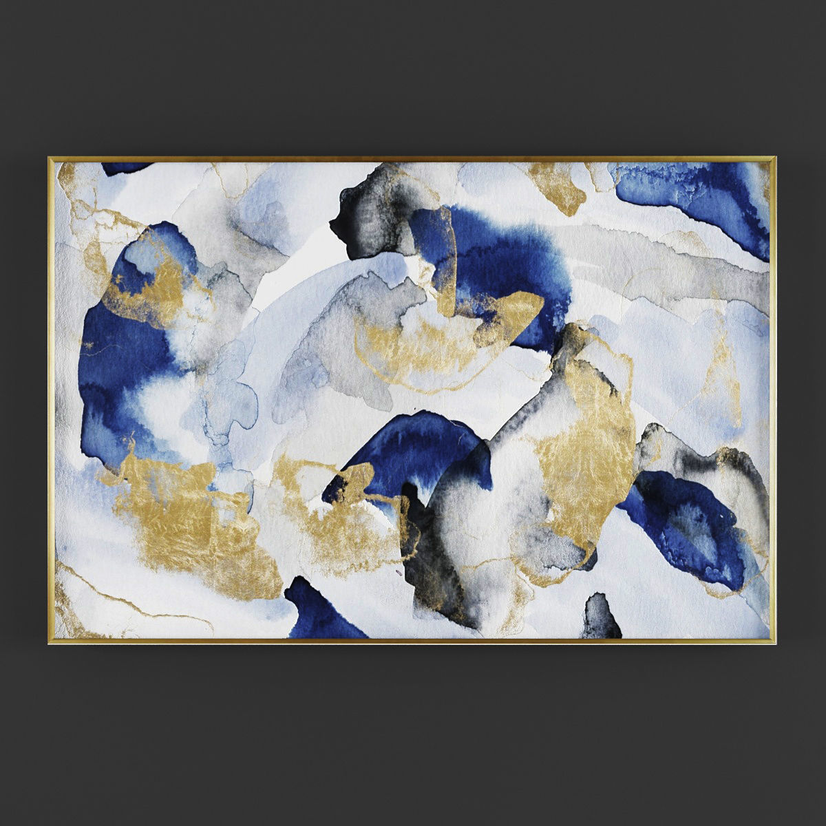 Pictures258 gold striped wall art Low-poly 3D model_1