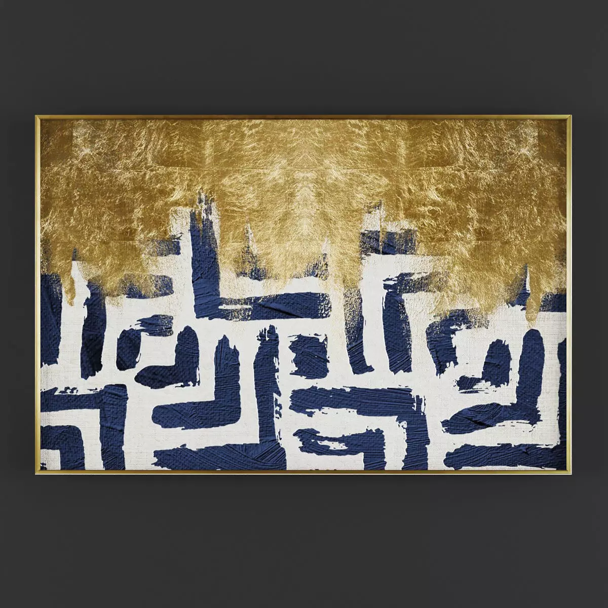 Pictures258 gold striped wall art Low-poly 3D model_0